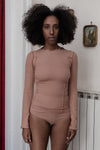 BASERANGE Long Sleeve T-Shirt TTML Collection Ribbed Cotton Portugal BAS-TTML-RB-WI23-MGH Rose Red